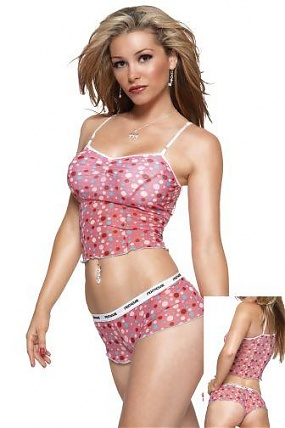 Dot Mesh Cami W/shorts Pink Med