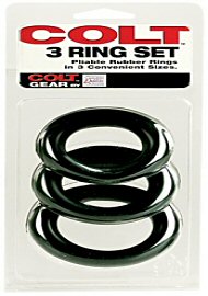 Colt 3 Cock Ring Set Rubber Black - Large (se-6840-03-2) (113536.3)